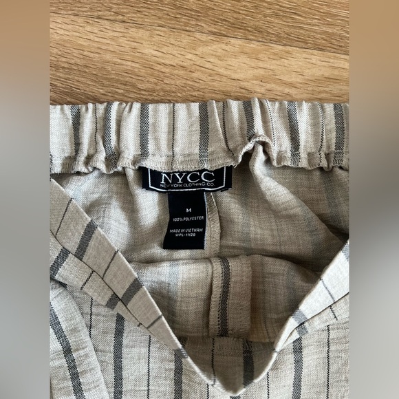 NYCC Beige Striped A-Line Midi Skirt with Tie and button Front - Picture 4 of 7